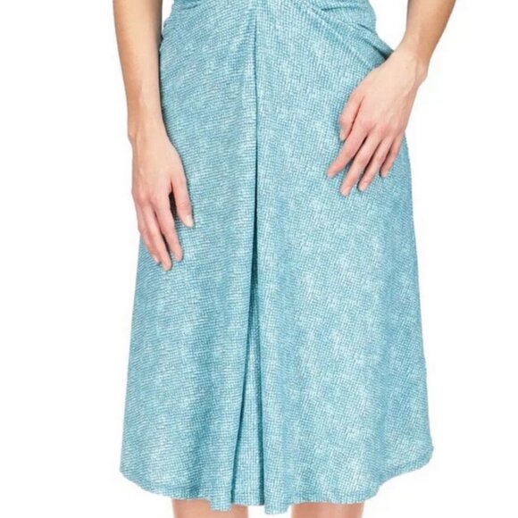 MICHAEL KORS Woman Spaghetti Straps Aqua Fit and Flare Short Dress L - Picture 6 of 6